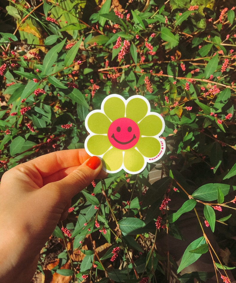70s Smiley Face Sticker / Earth Day Bumper Sticker / 70s Etsy