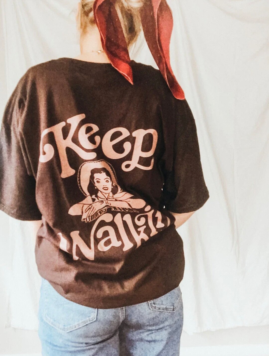 Vintage Cowgirl Graphic Tee Keep Walking Oversized Brown T-shirt - Etsy