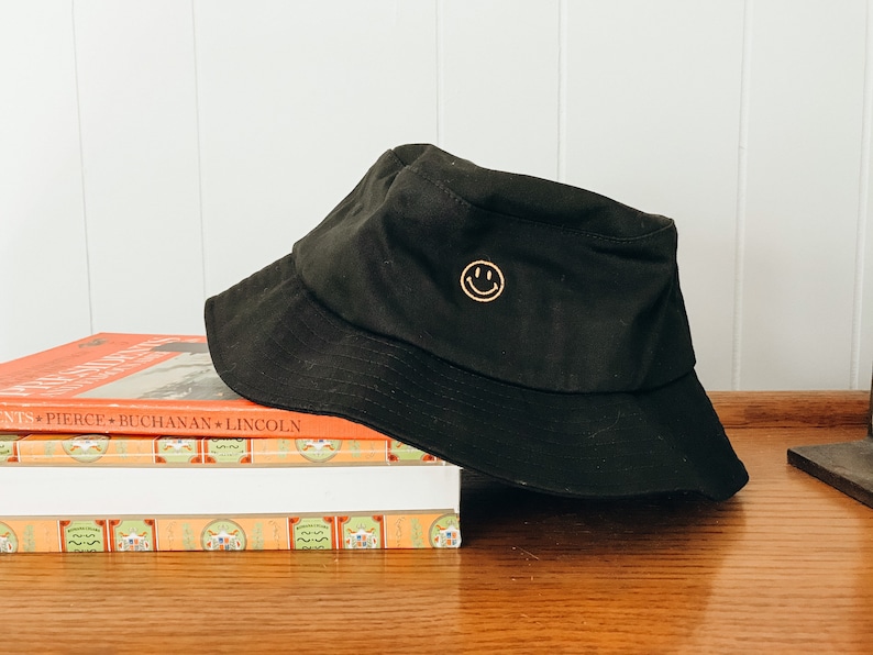 90s Smiley Face Bucket Hat White Bucket Hat 90s Inspired Etsy