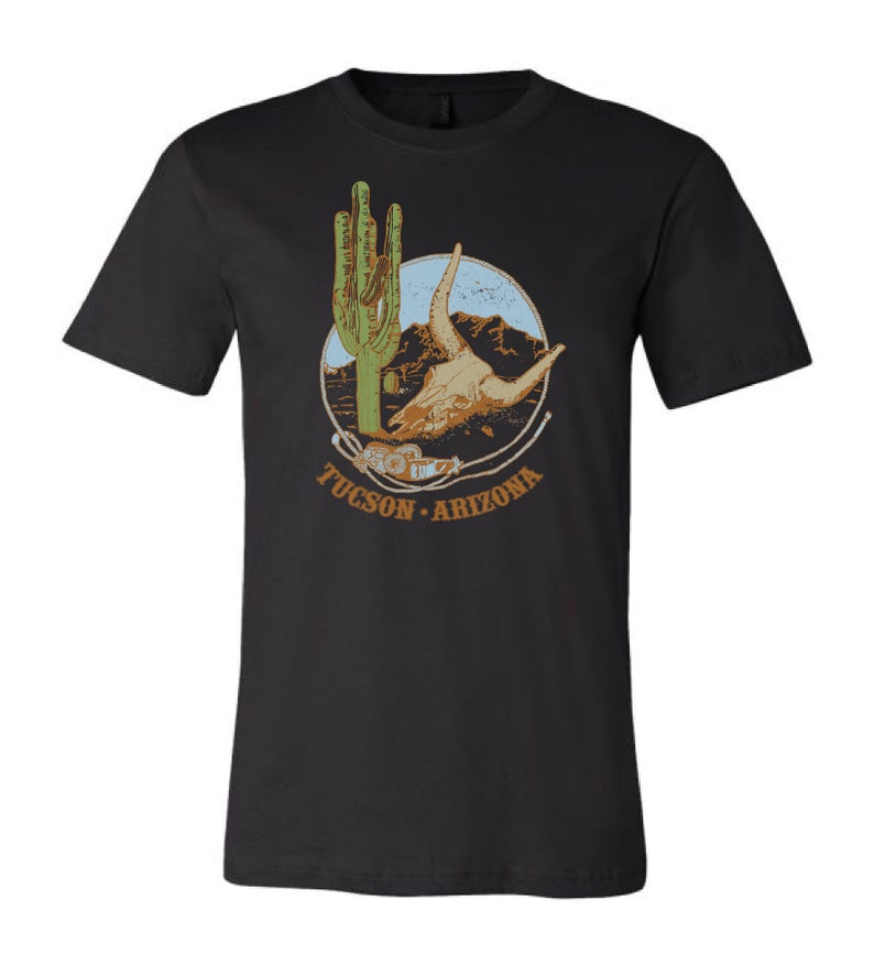 Tucson Cactus and Steer Skull Desert T-Shirt Vintage | Etsy