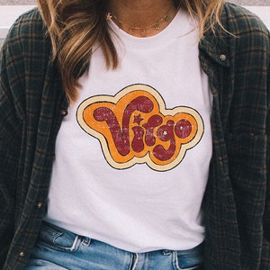 70s Inspired Virgo Astrology Tee - Virgo Retro Inspired White Unisex Graphic T-Shirt
