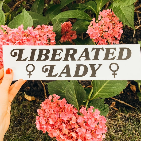 Liberated Lady Bumper Sticker / Vintage Feminist Sticker / 70s Girl Power Retro Sticker / Laptop Water bottle Woodstock Travel Sticker