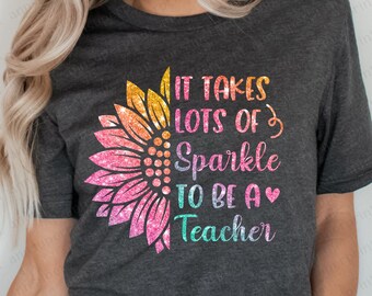 Teacher Sparkle Sunflower SVG, Teacher Shirt Design (digitale download)