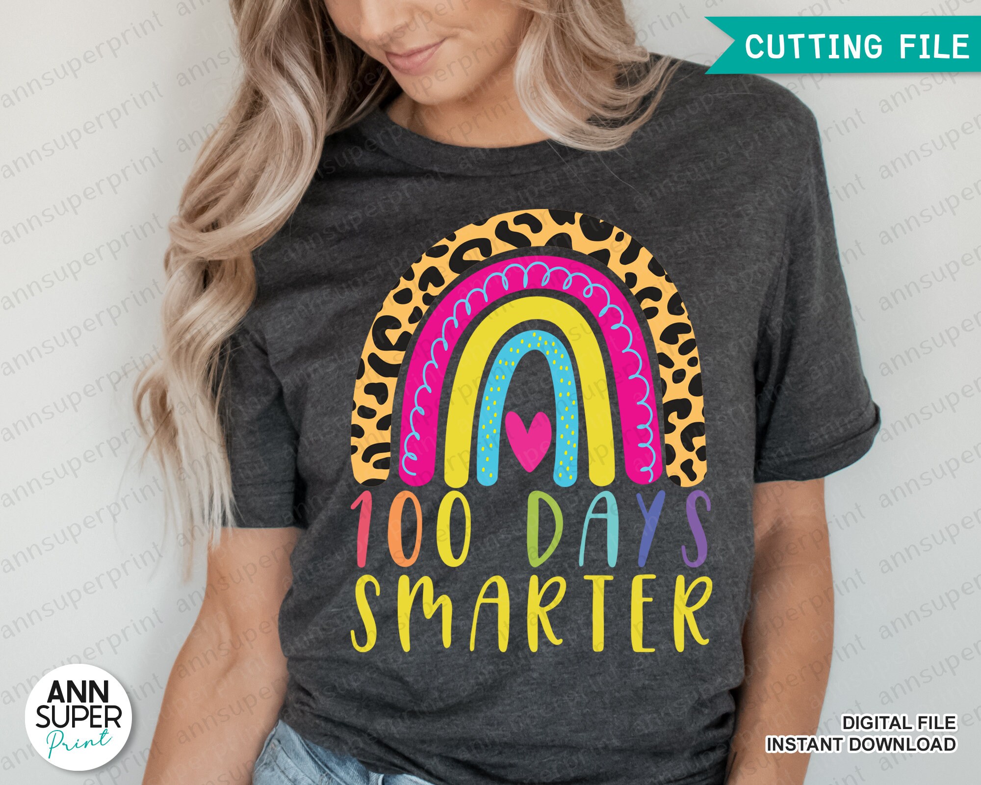 100 Days Smarter Rainbow SVG, Happy 100 Days of School Svg, 100th Day ...