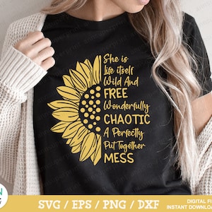 Wild and Free Sunflower SVG, Inspirational Quote, Cricut, Silhouette (Digital Download)