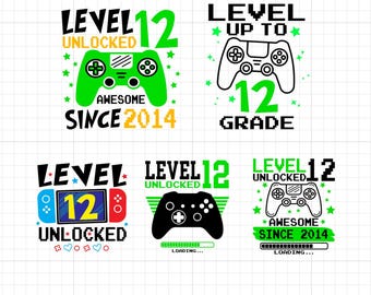 Level 12 Unlocked Gamer Birthday SVG, PNG (Digital Download)