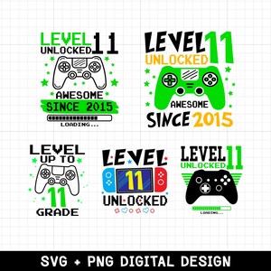 Gamer anniversaire débloqué niveau 11 SVG (téléchargement numérique)