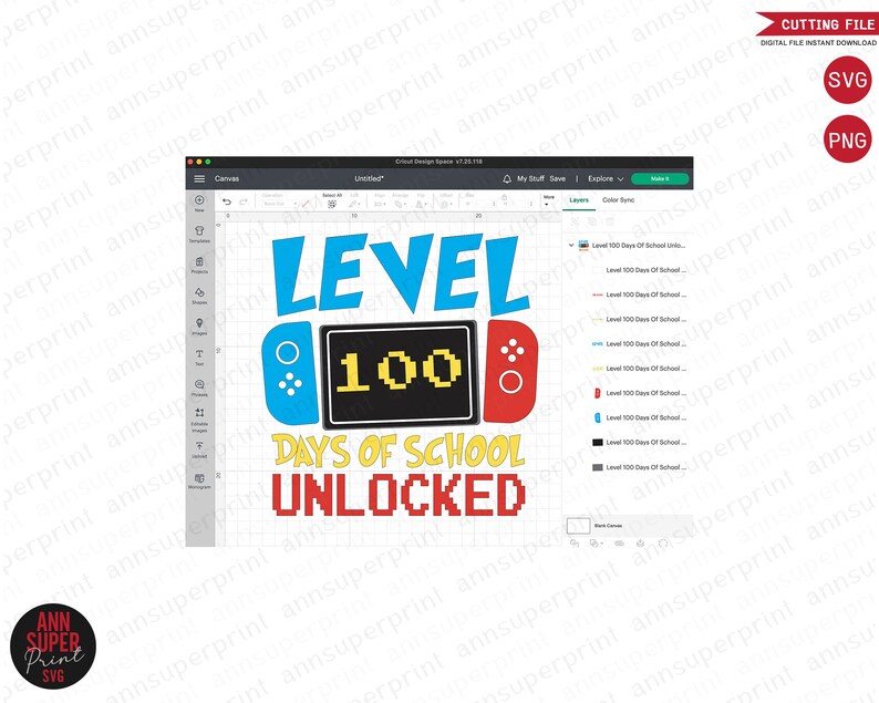 Op de afbeelding: Een digitaal ontwerp voor een viering van 100 dagen school. Het ontwerp bevat een blauwe en gele videogamecontroller met de tekst "Level 100 dagen school ontgrendeld".