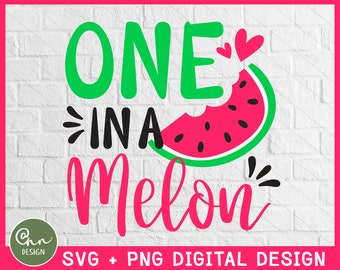 One In a Melon Watermelon SVG, Summer Birthday (Digital Download)