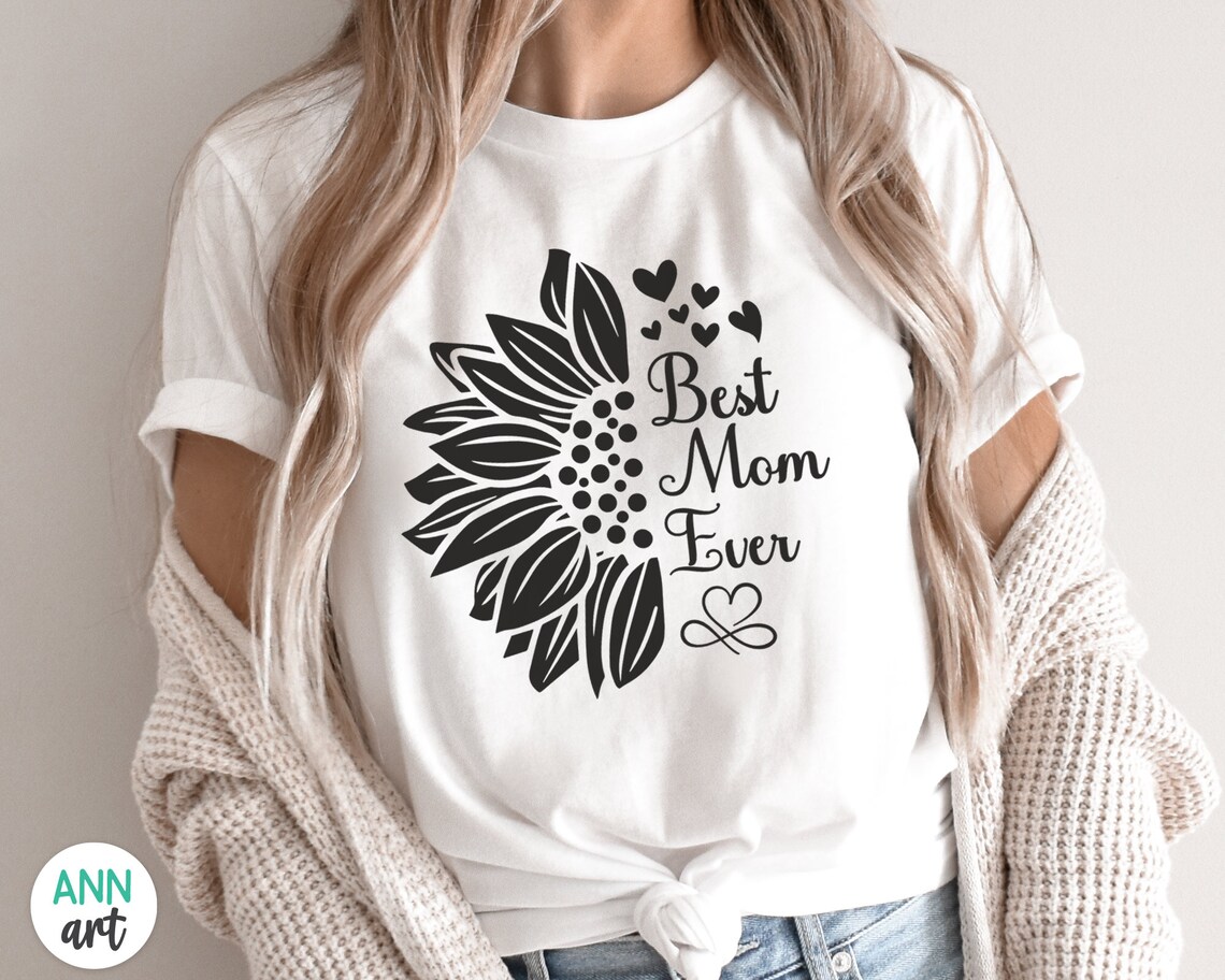 Sunflower Mama Svg Best Mom Ever Sunflower Svg Half Etsy