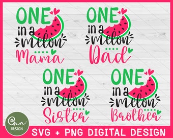 One In a Melon SVG Bundle, Summer Family Quotes (Instant Download)