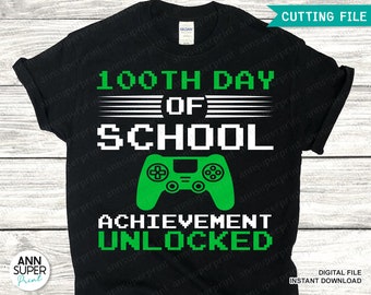 100e schooldag ontgrendeld SVG, gamerbestanden (digitale download)