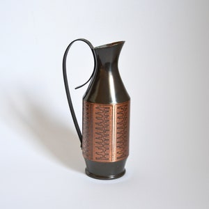 Mid Century Copper Vase Relief Reddish Brown Vase Copper 1960s 60s Vintage Home Decor Copper Interior Solifleur Vase Gift Ikebana