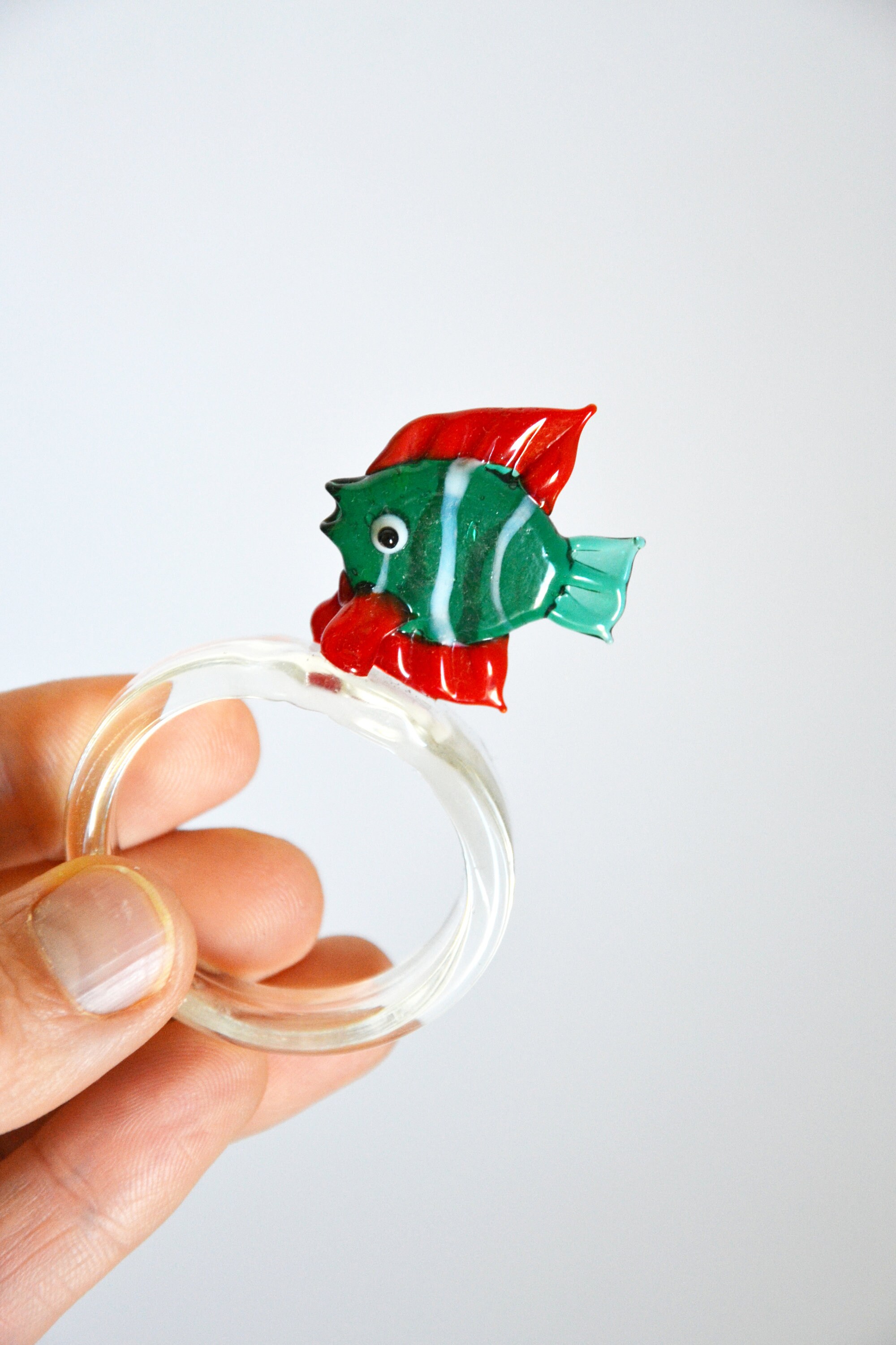 Murano glass napkin rings fish green table decoration maritime Etsy
