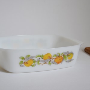 Schott Mainz casserole dish design peaches 1970s Jena glass casserole dish large rectangular collector&#39;s item Mid Century Modern Kitchen