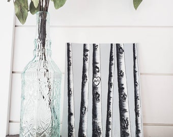 Custom Birch Tree Painting, Personalized Gift, Birch Tree Art, Initials, Wedding Gift