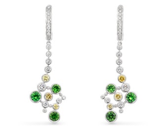 2.48 ctw Russian Demantoid 18 KT White Gold Earrings with Diamonds