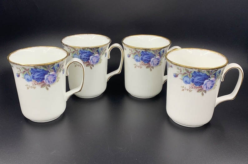 Royal Albert Moonlight Rose Coffee Mugs Set Of 4 Bone China England