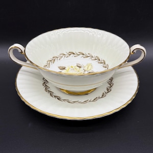 Paragon Melanie Rose Cream Soup Bowl Saucer Set Bone China England