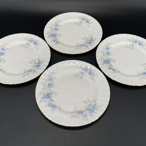 Royal Albert Blue Blossom 7&quot; Dessert Bread Butter Plate x 4 Bone China England
