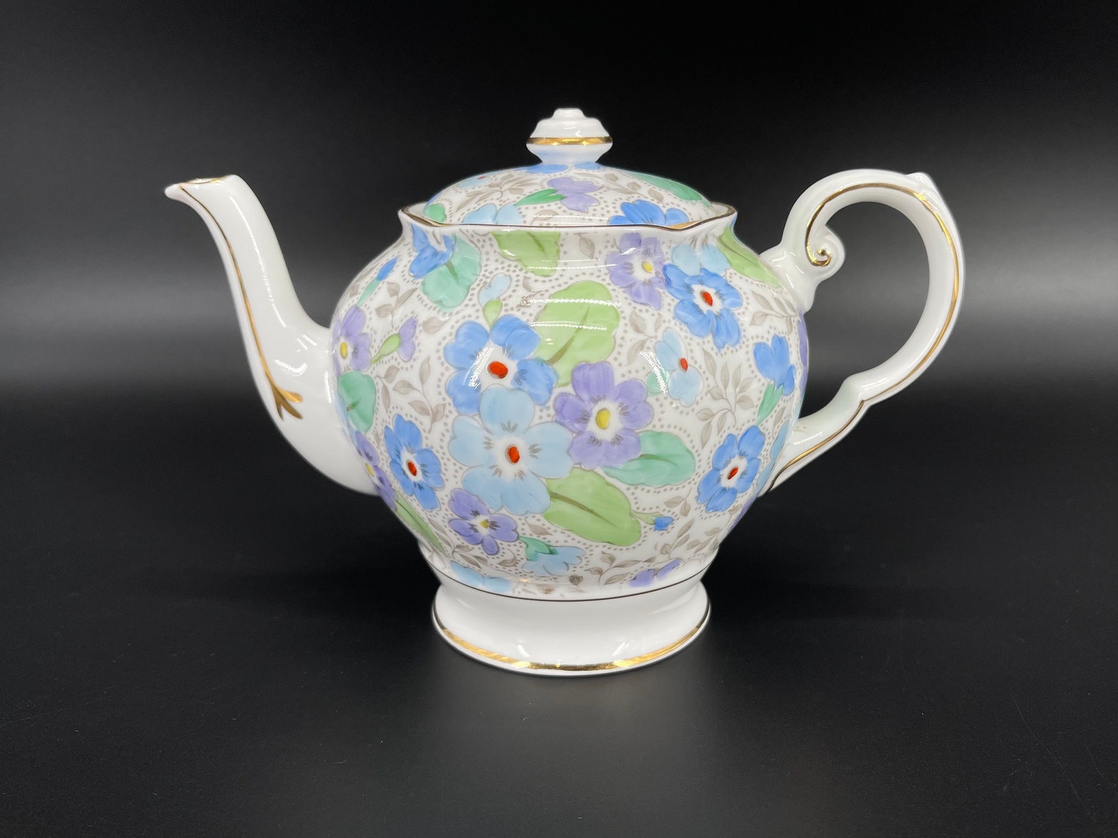 Tuscan C8243 Blue Floral Chintz Teapot Bone China England Rare Etsy
