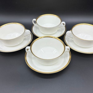 Minton Horizon Sahne Suppentasse mit Untertasse 4er Set Bone China England