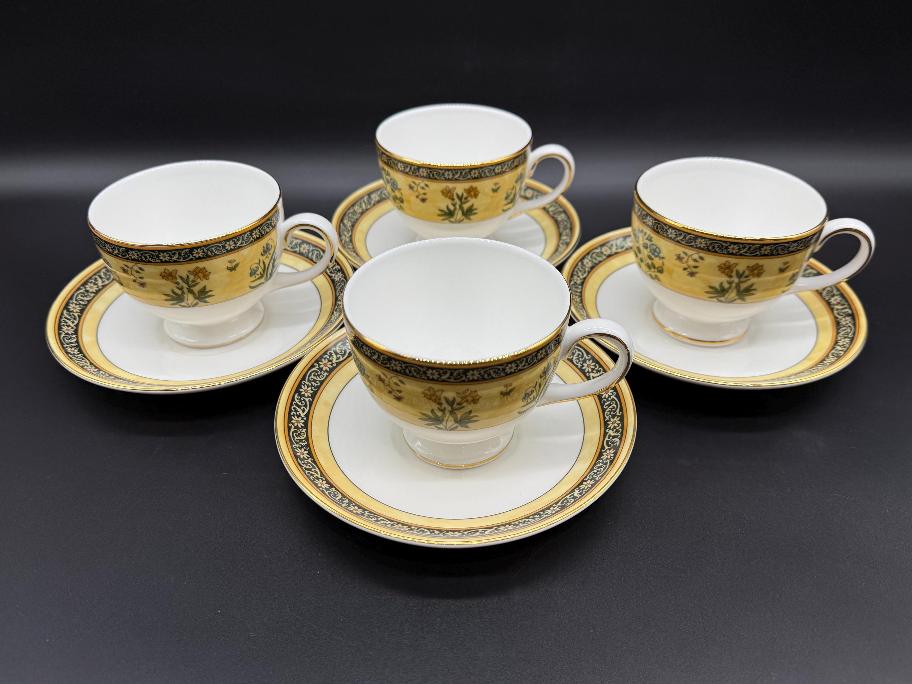 Wedgwood India Tea Cup Saucer Sets (Set of 4) Bone China