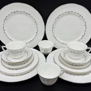 Royal Worcester Silber Chantilly 5 Stück Gedecke(4) Bone China 20Tlg