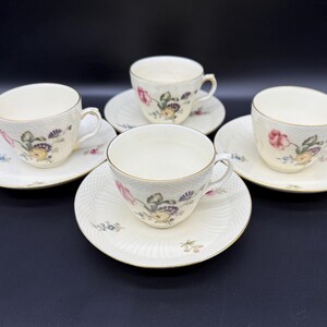 Royal Copenhagen Frijsenborg Tea Cup Saucer Sets (Set of 4) Denmark Type B.
