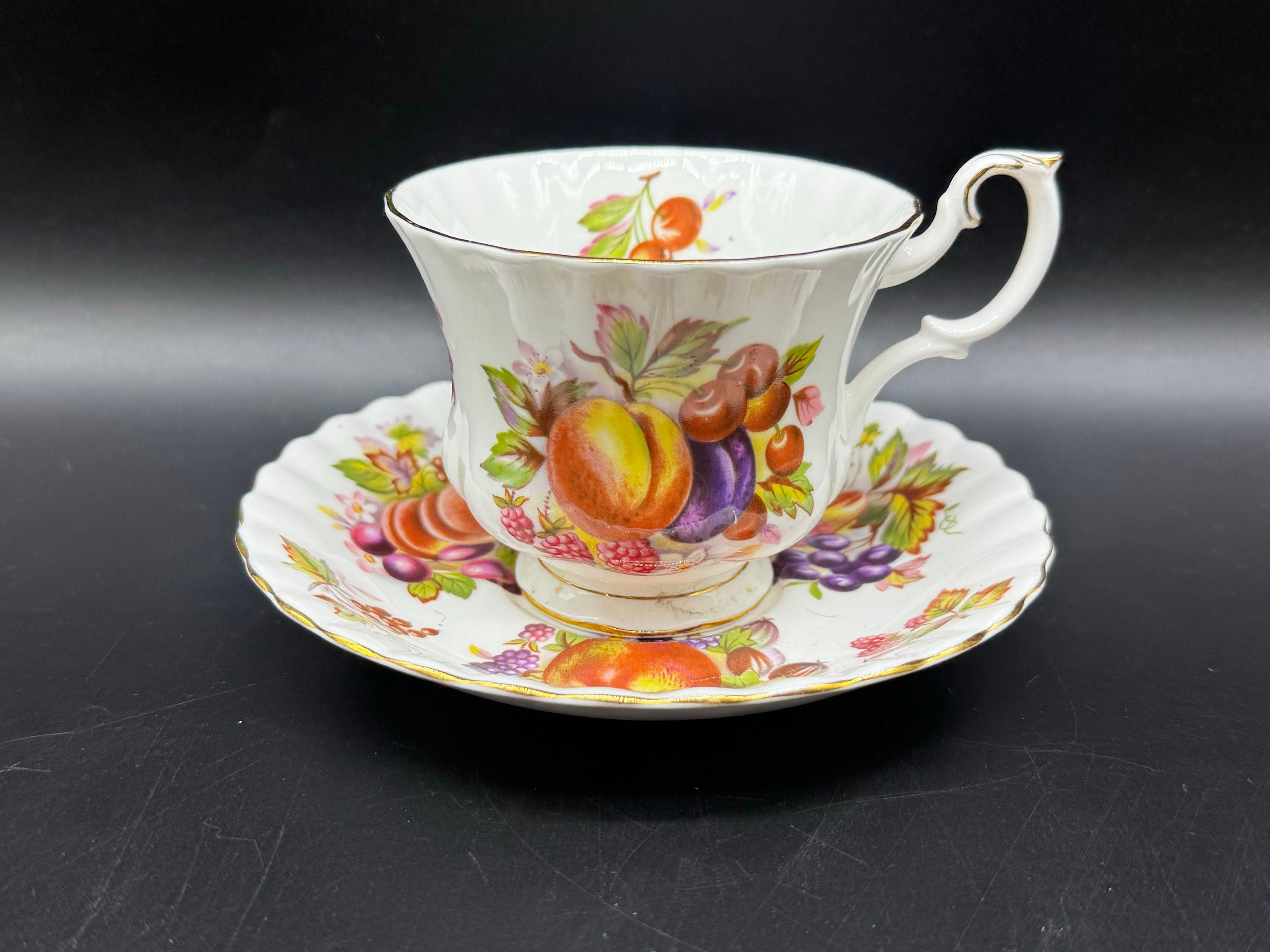 Royal Albert Orchard Fruit Tea Cup Saucer Set Bone China England