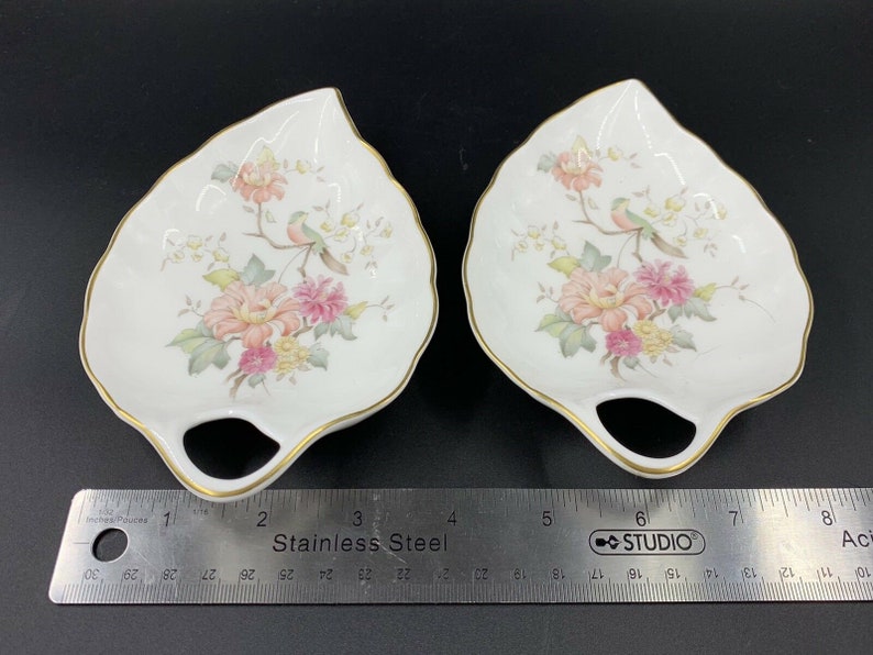 Royal Doulton Mystic Dawn Leaf shape Sweet Candy Dishes pair Bone China