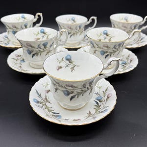 Royal Albert Brigadoon Tea Cup Saucer Sets (Set of 6) Bone China England