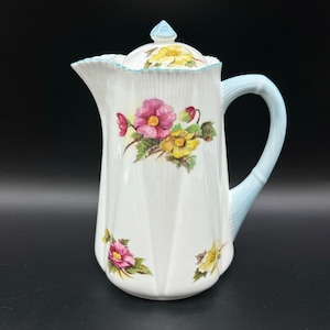 Shelley Begonia Coffee Pot/ Pitcher/ Hot Chocolate Pot Bone China England