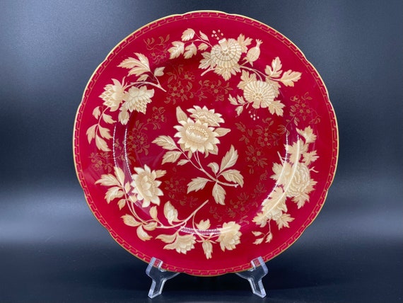 Wedgwood Tonquin Ruby Dinner Plate Bone China England b. - Etsy