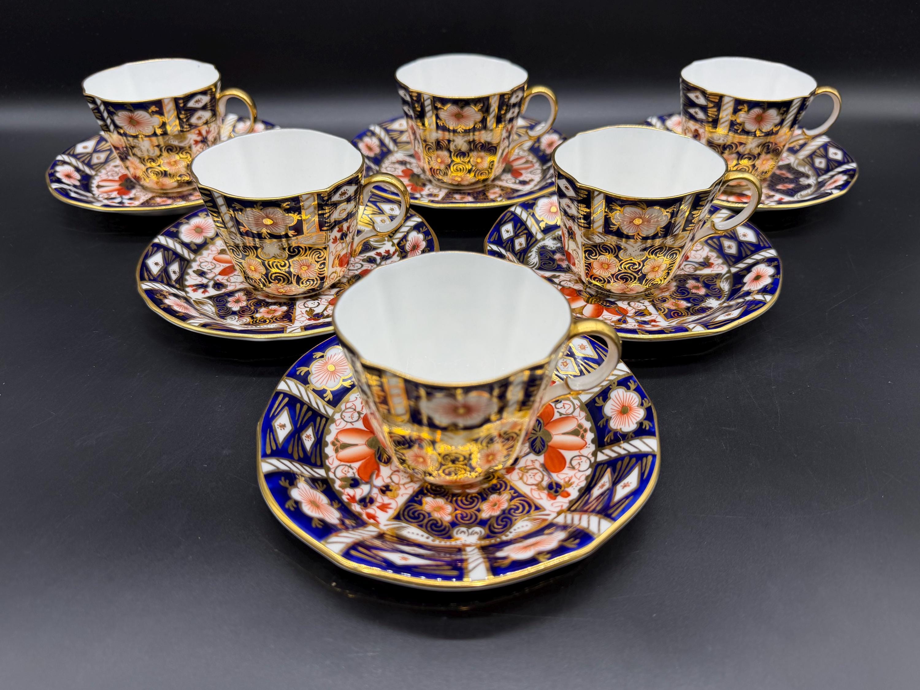 Royal Crown Derby Imari Tea Cup Saucer Sets (set of 6) Bone China