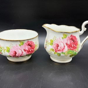 Royal Albert American Beauty Large Creamer Sugar Set Bone China England