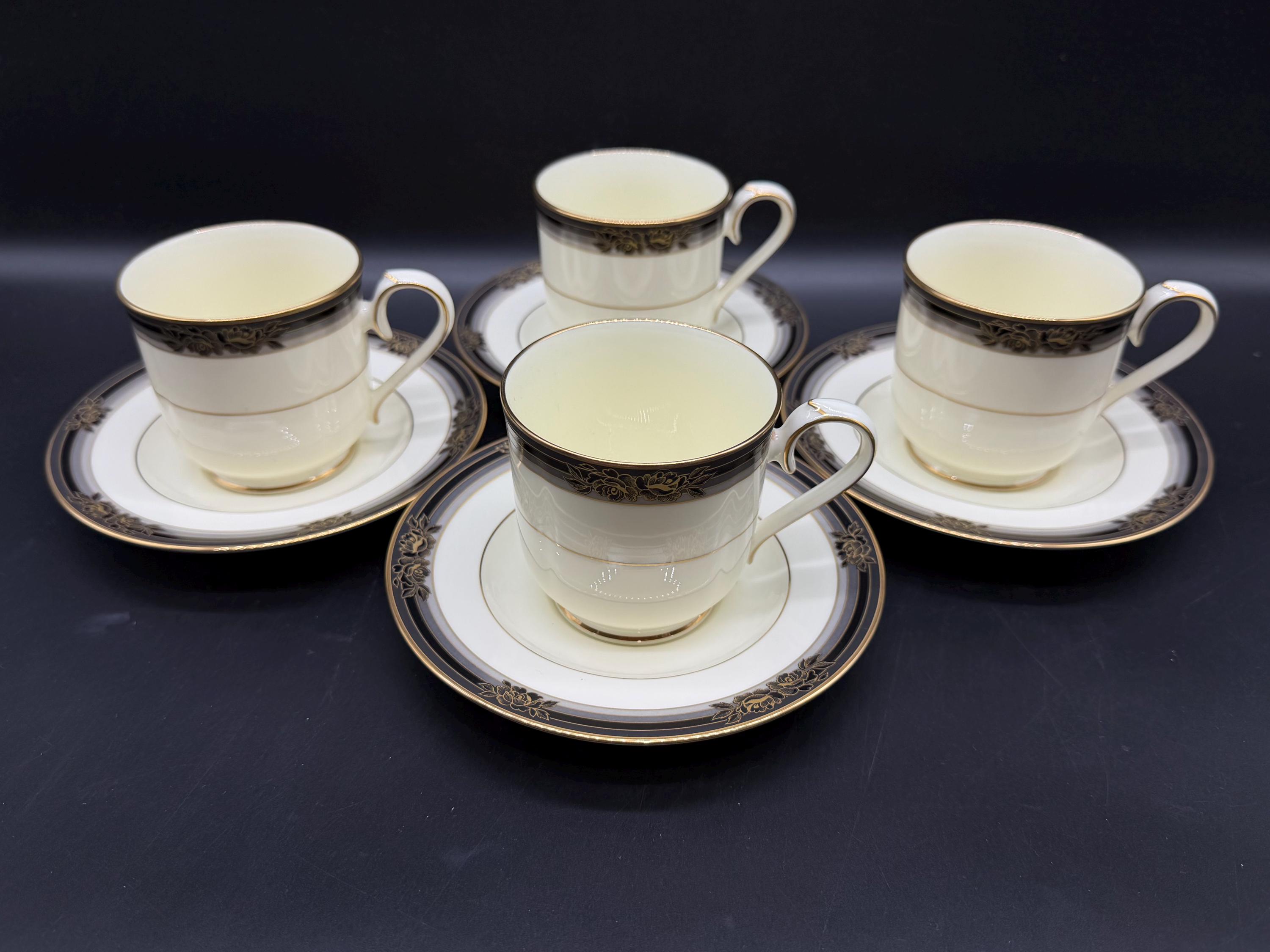Noritake 9733 Spell Binder Tea Cup Saucer Sets (set of 4) Japan