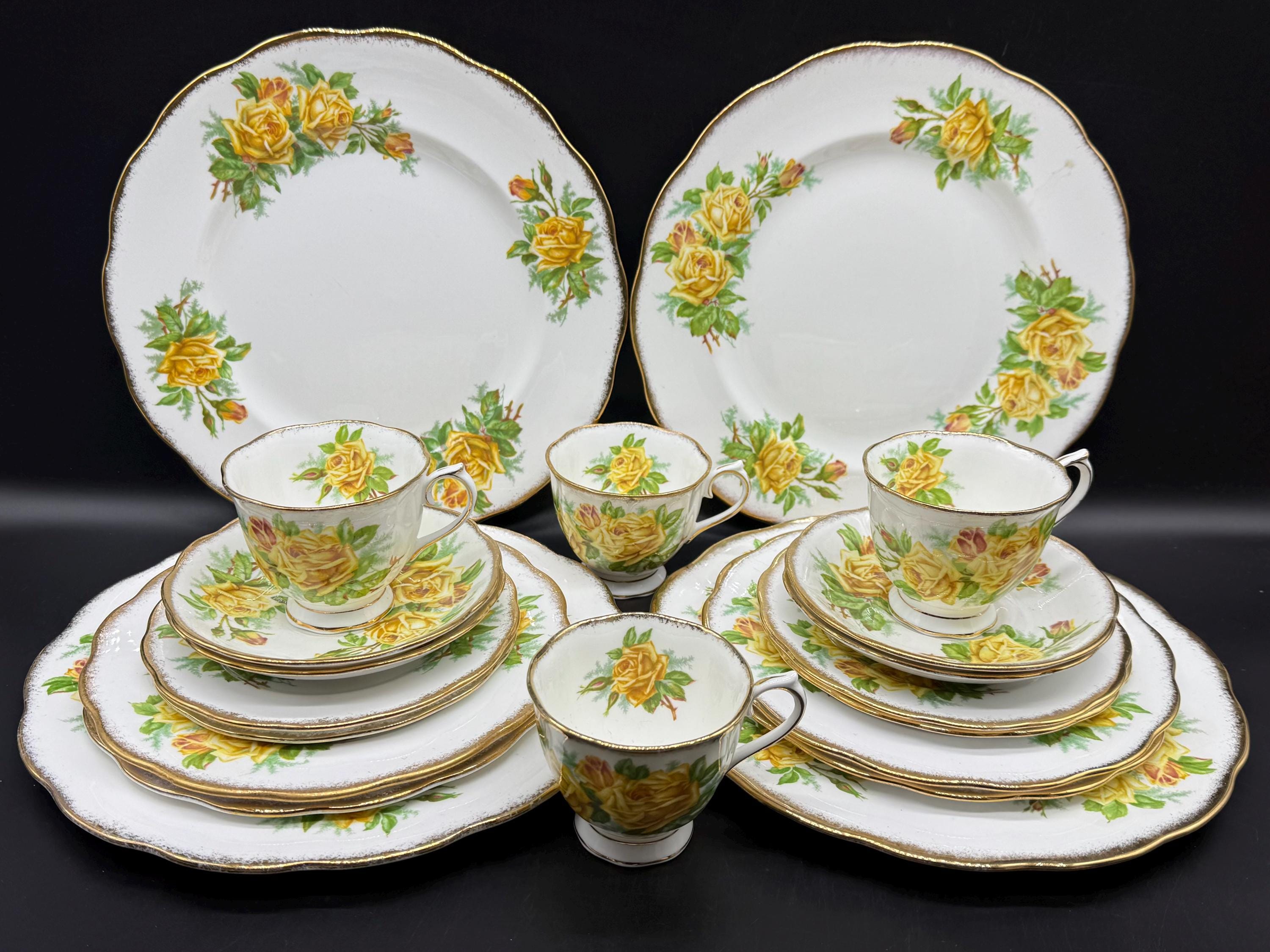 Royal Albert Yellow Tea Rose Piece Place Setting x Bone China England  20 Pcs