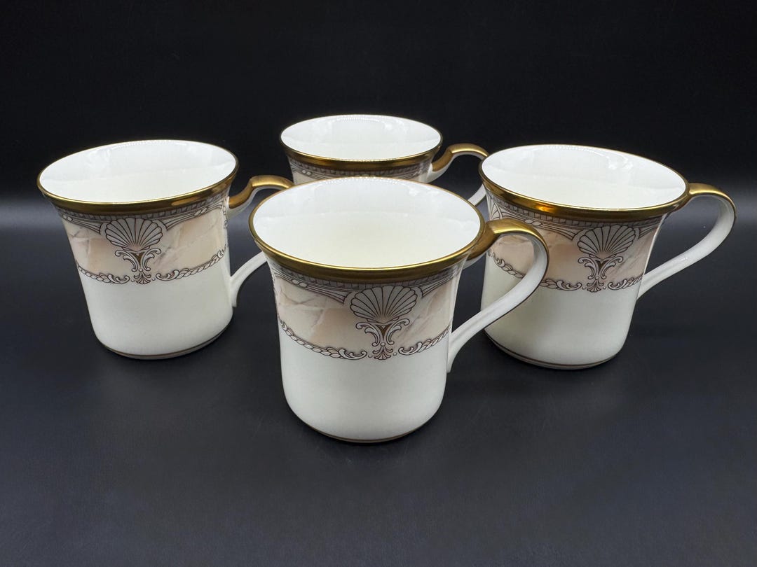 Noritake 9771 Pacific Majesty Coffee Mugs Beakers (set of 4) Bone