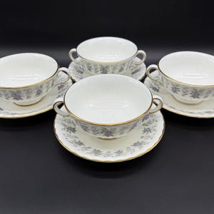Minton Alpine Frühlingscremesuppenuntertassen-Sets (4er-Set) Bone China England