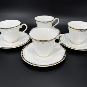 Royal Doulton Rhodes Tea Cup Saucer Set x 4 England Bone China