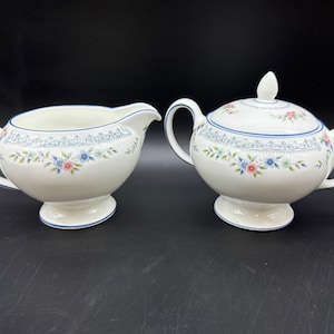 Wedgwood Rosedale Creamer Sugar Bowl Set Bone China England