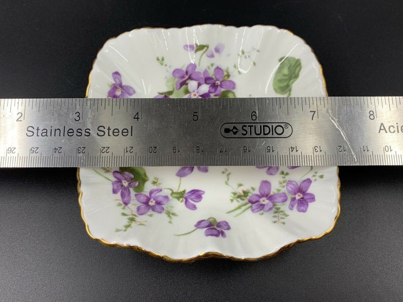 Hammersley Victorian Violet Square Sweet Candy Nut Dish Bone China England
