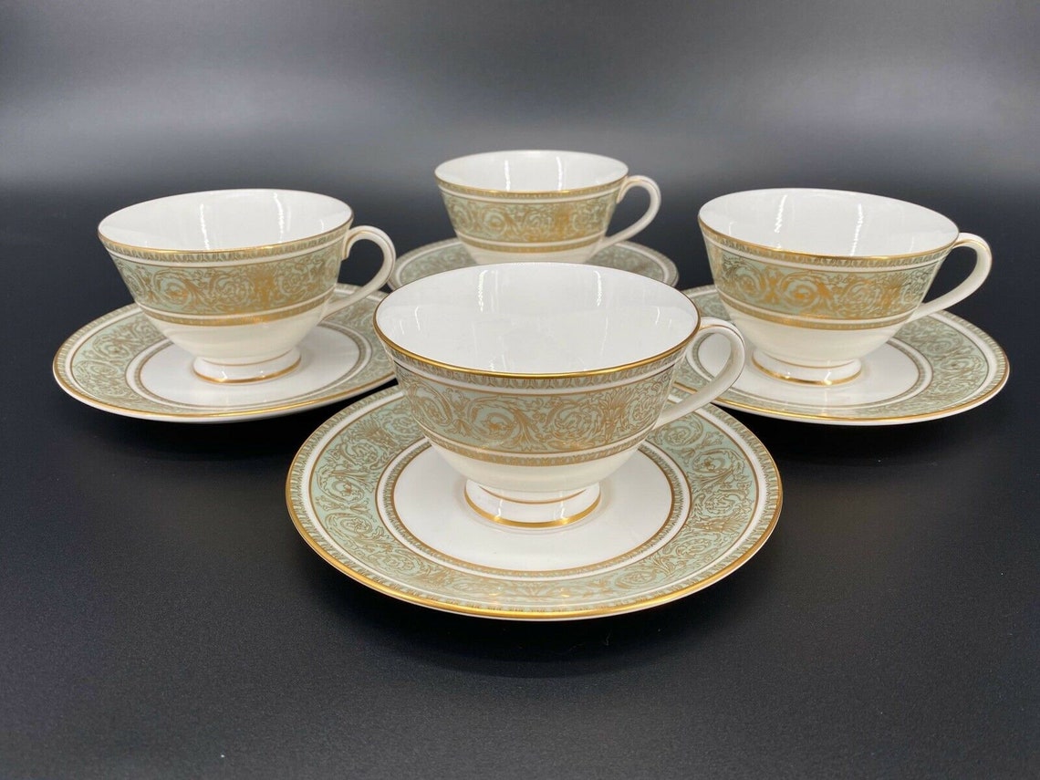 Royal Doulton English Renaissance Tea Cup Saucer Set X 4 Bone Etsy