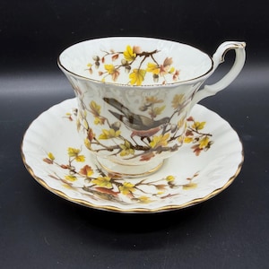 Royal Albert Woodland Series Robin-theekop en schotelset Bone China, Engeland