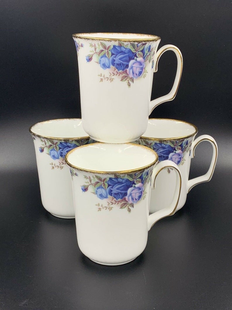 Royal Albert Moonlight Rose Coffee Mugs Set Of 4 Bone China England