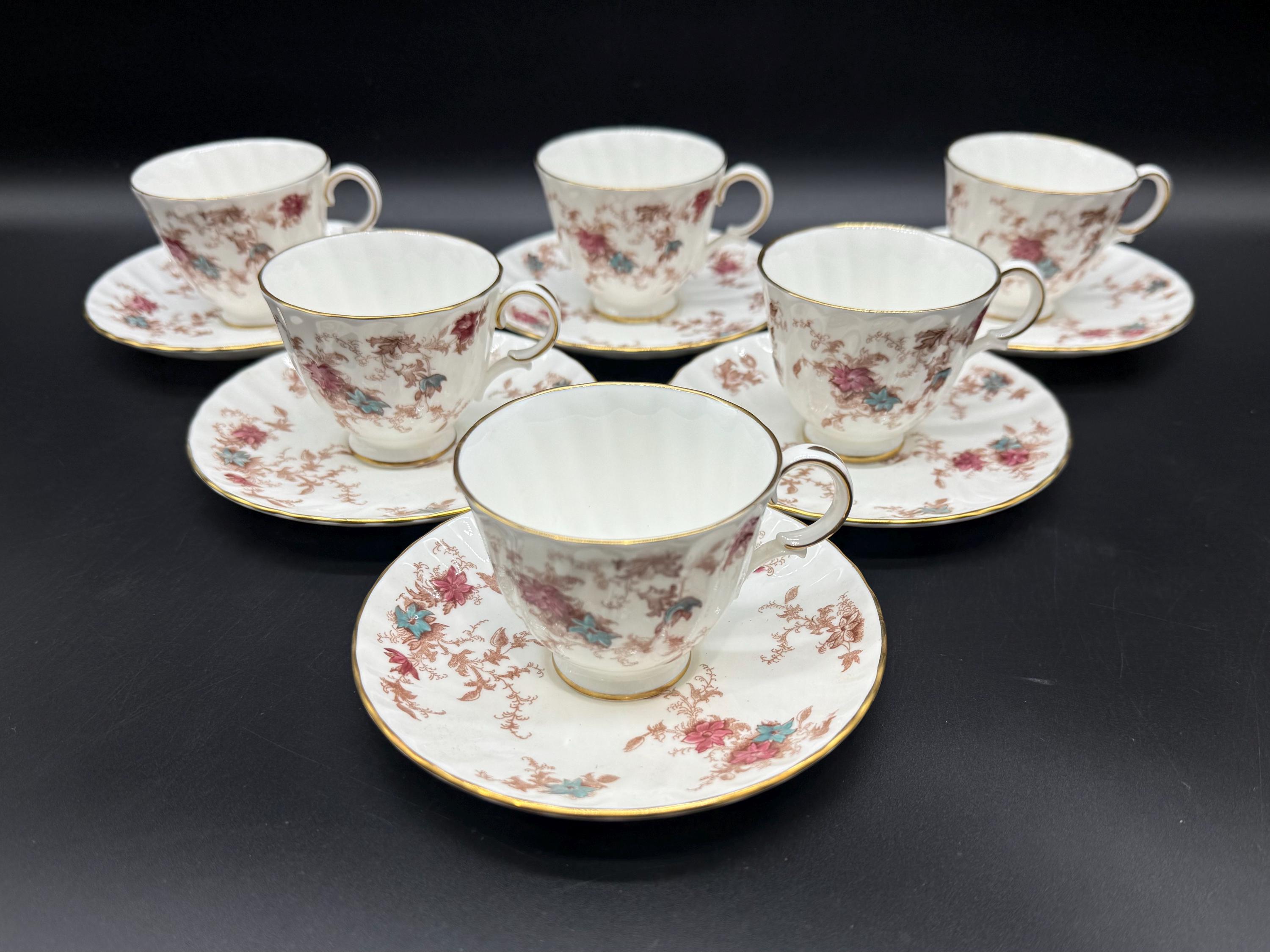 Minton Ancestral Demitasse Cup Saucer Sets (set of 6) Bone China