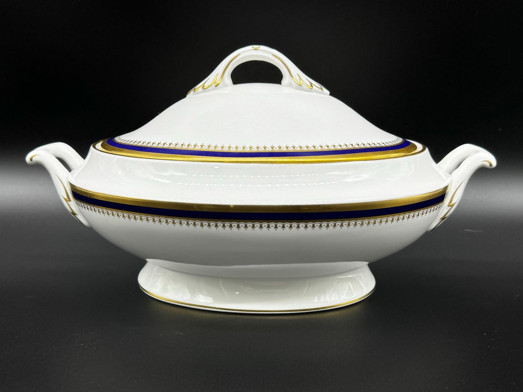 Spode Knightsbridge Blue Oval Covered Serving Bowl Bone China Etsy