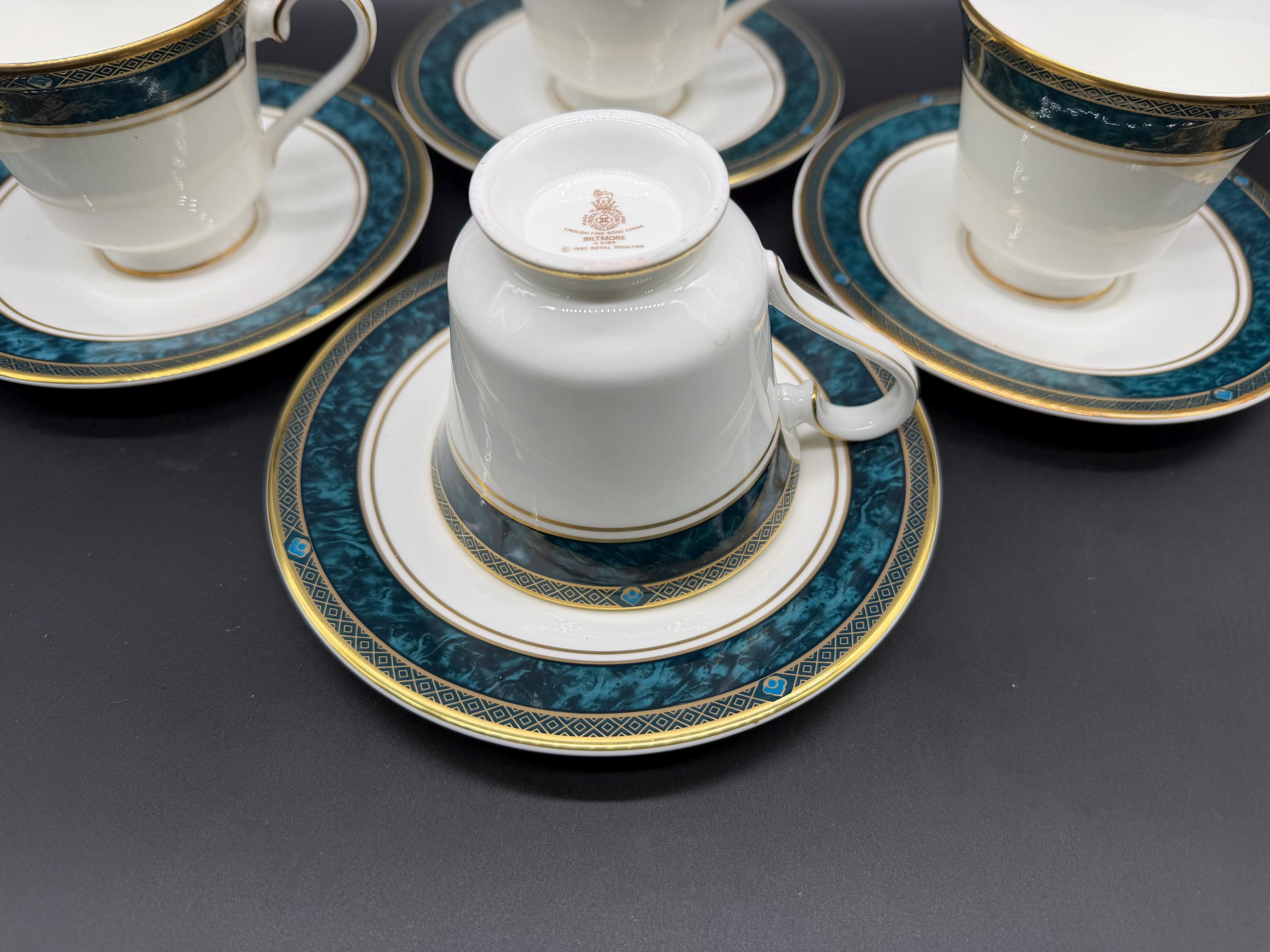 Royal Doulton Biltmore Tea Cup Saucer Sets (set of 4) Bone China