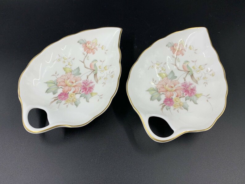Royal Doulton Mystic Dawn Leaf shape Sweet Candy Dishes pair Bone China